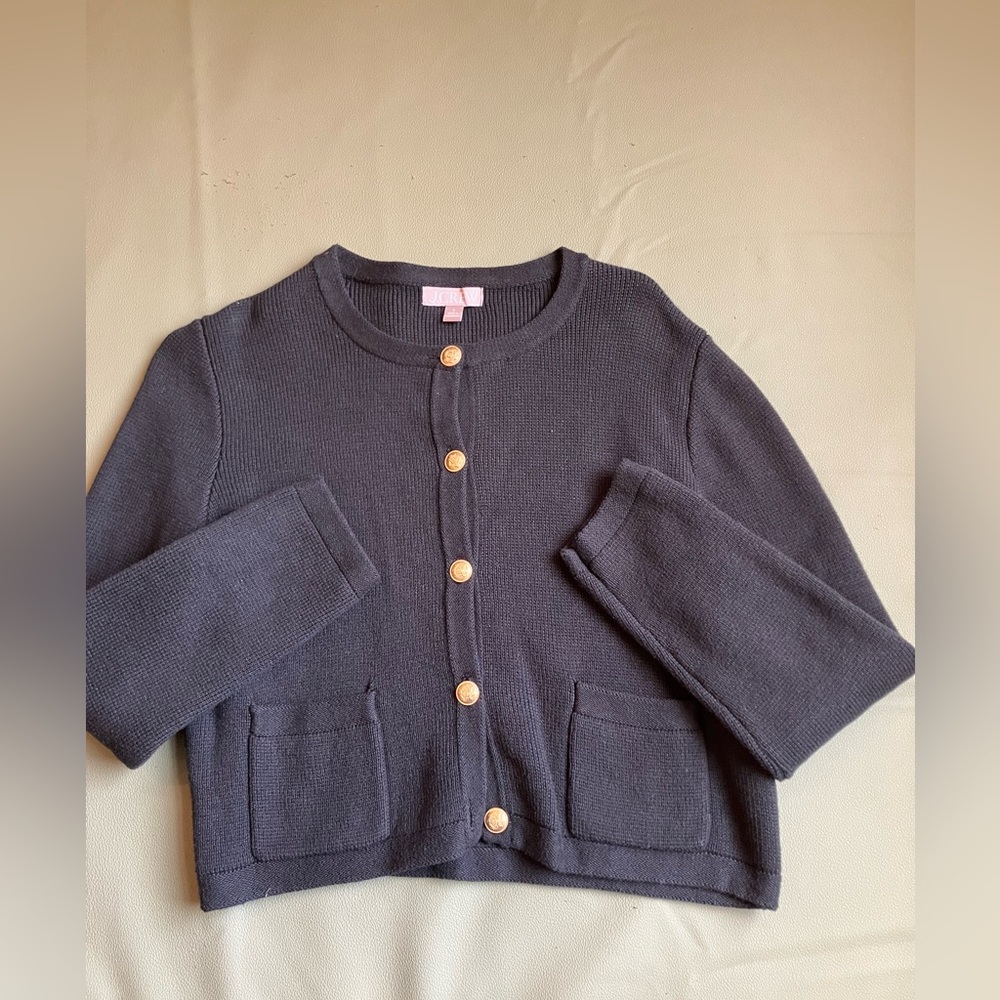 J.Crew Emilie Sweater Lady Jacket Black Cropped Cardigan Small